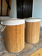 2x Bamboe Wasmand met Katoenen Zak, Huis en Inrichting, Ophalen, Overige materialen, Minder dan 50 cm, 50 tot 75 cm