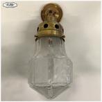 Oude Prachtige Bauhaus plafondlamp met mooi glas - D.R.P., Antiek en Kunst, Antiek | Lampen, Ophalen