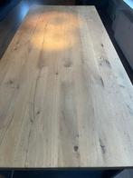 Industriële eiken eettafel met stalen poten, Huis en Inrichting, Tafels | Eettafels, Ophalen, Gebruikt, Eikenhout, 200 cm of meer