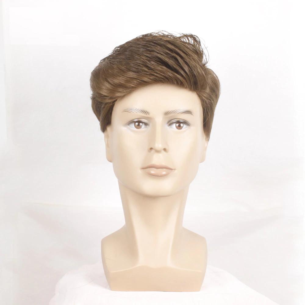 Korte Bruine Heren Pruik Bruin Haar Haren Haarstukje Mannen, Sieraden, Tassen en Uiterlijk, Uiterlijk | Haarverzorging, Verzenden