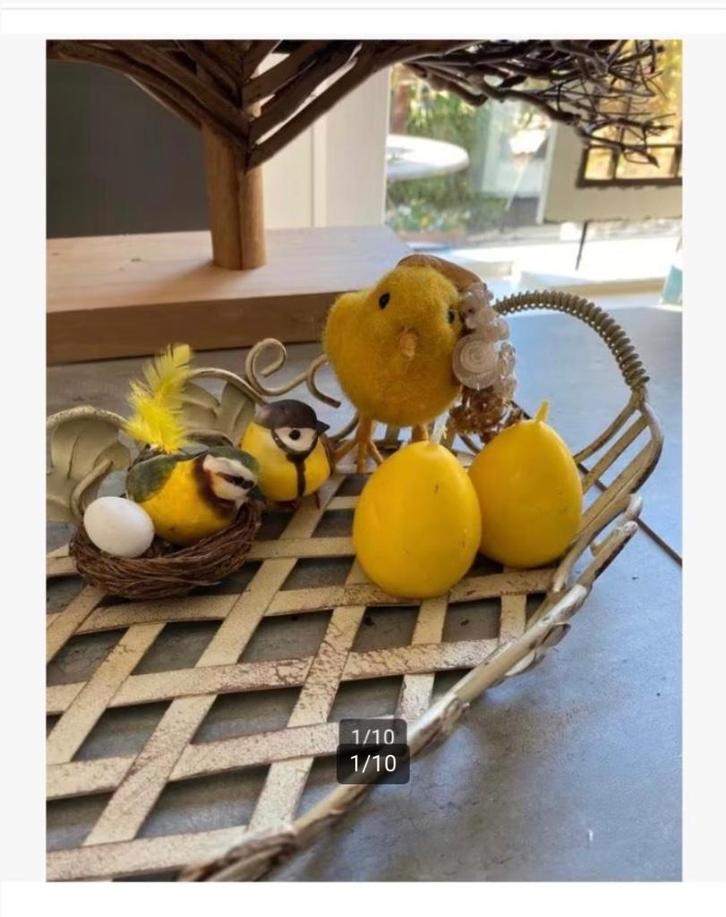 Korting Brocante mooie metalen schaal met 5 leuke decoraties, Antiek en Kunst, Curiosa en Brocante, Ophalen of Verzenden