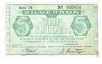 5 Gulden Zilverbon 1944, Postzegels en Munten, Bankbiljetten | Nederland, Verzenden, 5 gulden, Los biljet