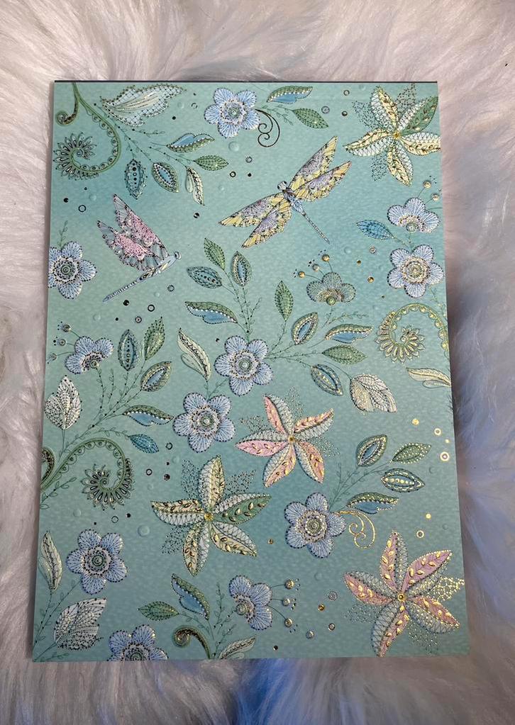 Luxe Notitieblok “Dragonfly & Flowers” – Nieuw, Diversen, Notitieboeken, Nieuw, Ophalen of Verzenden