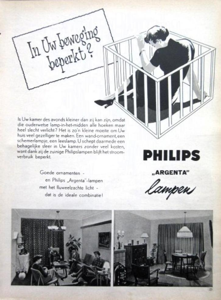9 vintage advertenties reclames Philips lampen 50-81 lamp, Verzamelen, Merken en Reclamevoorwerpen, Gebruikt, Lichtbak of (neon) lamp