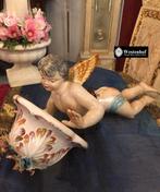 Antiek brocante bloempot hanger -  met engel, Ophalen of Verzenden