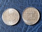 2x 25 cent misslag, Postzegels en Munten, Munten | Nederland, Ophalen of Verzenden, Koningin Juliana, 25 cent