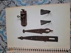 Antieke smeedijzer kist sluitingen + vleeshaakjes, Antiek en Kunst, Curiosa en Brocante, Ophalen of Verzenden