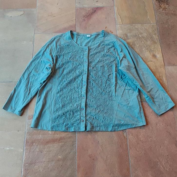 Vintage groen overhemd maat 52, Kleding | Dames, Blouses en Tunieken, Gedragen, Maat 46/48 (XL) of groter, Groen, Ophalen of Verzenden