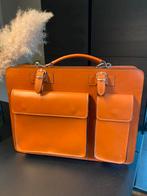 Nieuw! Cognac bruin lederen akte tas, Sieraden, Tassen en Uiterlijk, Tassen | Schooltassen, Schoudertas, Ophalen of Verzenden