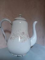 Antiek emaille koffiekan met vogel en bloemen, Ophalen of Verzenden