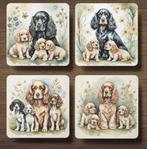Cockerspaniël met puppy’s onderzetters met houder, Ophalen of Verzenden, Nieuw, Glas of Kopje