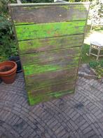 Buitentafel.  Werk-Tuintafel met Stalen Onderstel, Tuin en Terras, Ophalen, Gebruikt, Rechthoekig, Hout