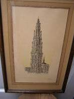 Pen tekening Kathedraal van Antwerpen, Wambach, gesigneerd, Ophalen of Verzenden