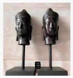 2 x bronzen Shiva boeddhabeelden op voet, 22 cm, Antiek en Kunst, Ophalen of Verzenden