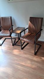 setje: 2 stoelen + bijzettafeltje, Huis en Inrichting, Stoelen, Gebruikt, Twee, Overige kleuren, Ophalen of Verzenden