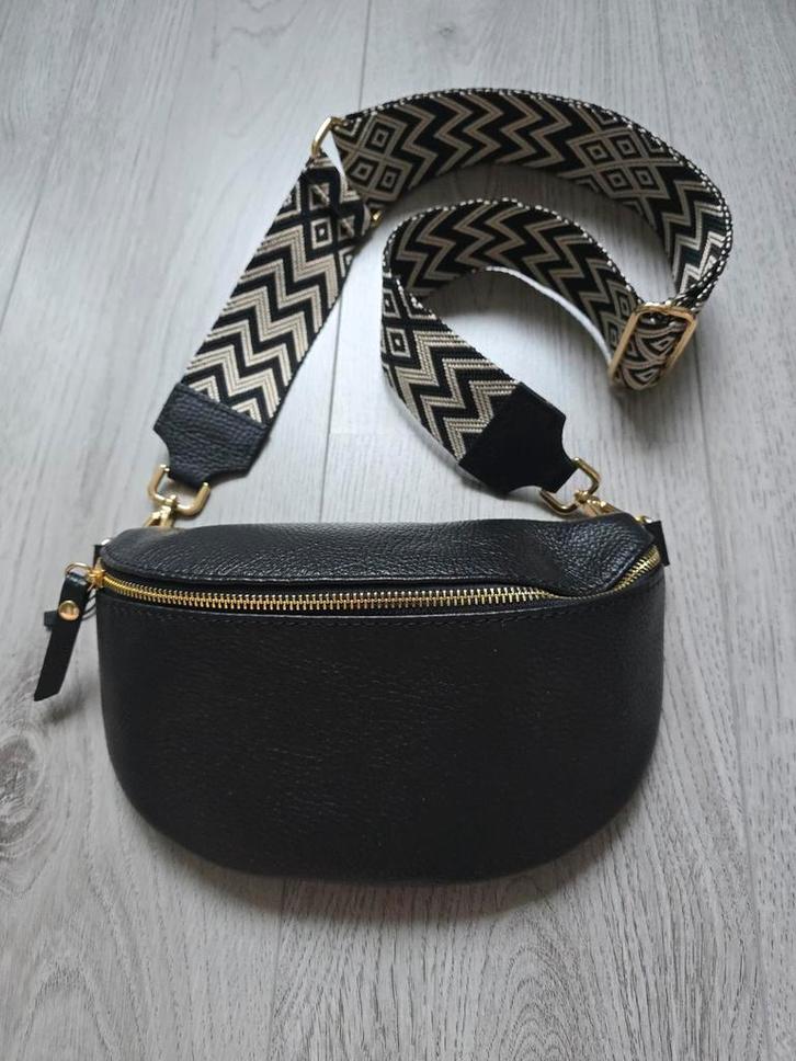 Zwarte leren tas - Made in Italy - Nieuw, Sieraden, Tassen en Uiterlijk, Tassen | Damestassen, Nieuw, Handtas, Zwart, Ophalen of Verzenden