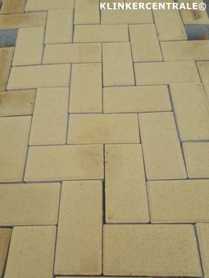 KORTING 219m2 geel 21x10,5x8cm keiformaat betonstenen betonk, Tuin en Terras, Tegels en Klinkers, Nieuw, Klinkers, Beton, 10 m² of meer