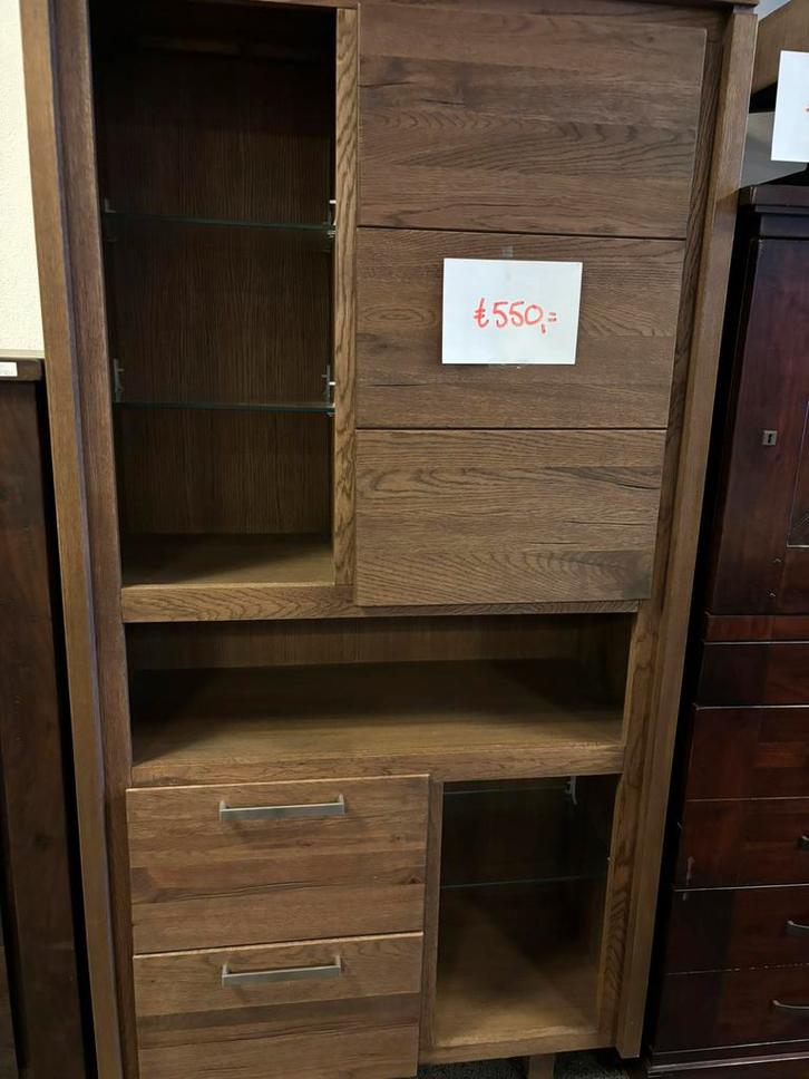 Vitrine kast massief eiken uitverkoop !, Huis en Inrichting, Kasten | Vitrinekasten, Nieuw, 150 tot 200 cm, 25 tot 50 cm, Ophalen