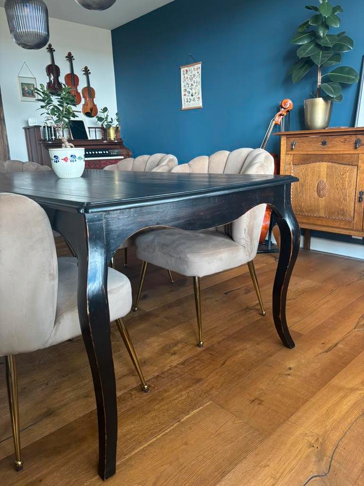 Degelijke zwarte tafel Queen Ann, Huis en Inrichting, Tafels | Eettafels, Gebruikt, 50 tot 100 cm, 200 cm of meer, Vijf personen of meer