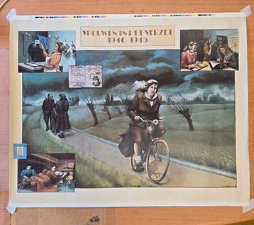 Schoolposter Vrouwen in het verzet, linnen, H.vd Wusten 81 beschikbaar voor biedingen