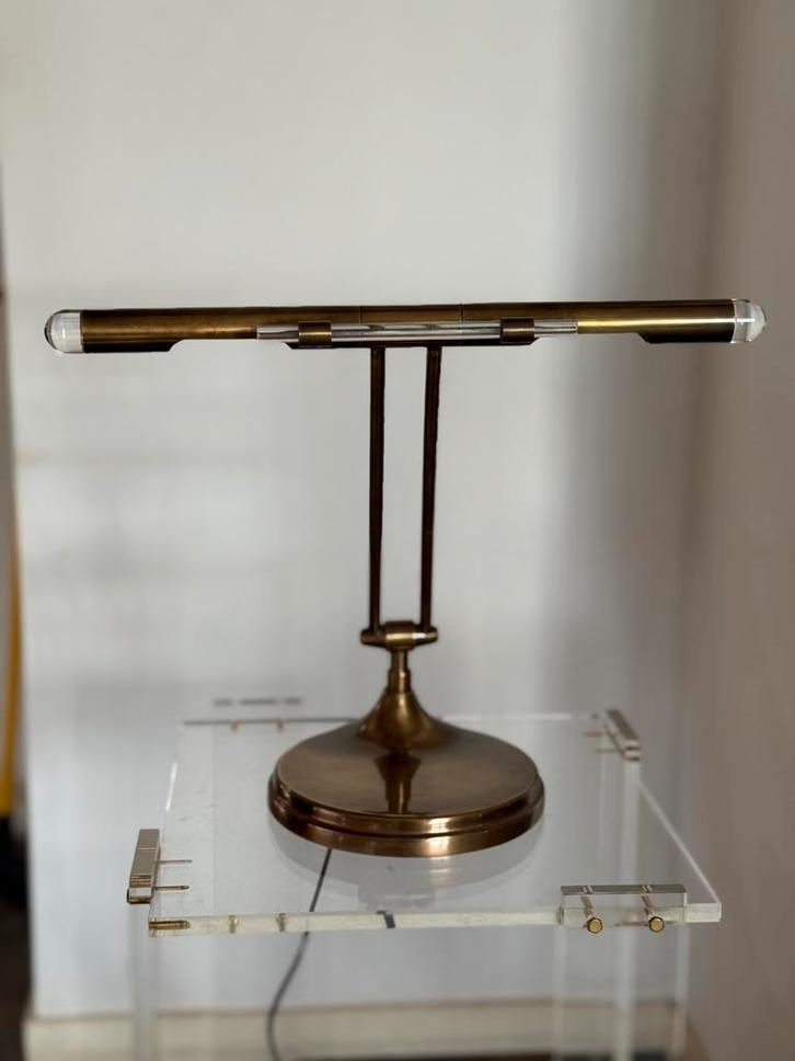 Vintage design bureau lamp, koper messing, Huis en Inrichting, Lampen | Tafellampen, Zo goed als nieuw, Minder dan 50 cm, Overige materialen