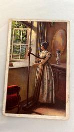 Oude ansichtkaart vrouw met harp, Verzamelen, Ansichtkaarten | Themakaarten, Ophalen of Verzenden, Voor 1920