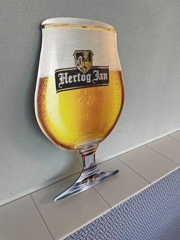 Reclamebord Hertog Jan glas groot 25x46cm aluminium beschikbaar voor biedingen