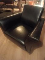 2 Zwarte Leren Kamerstoelen - Zeer Goede Staat!, Ophalen, Zo goed als nieuw, 75 tot 100 cm, 50 tot 75 cm