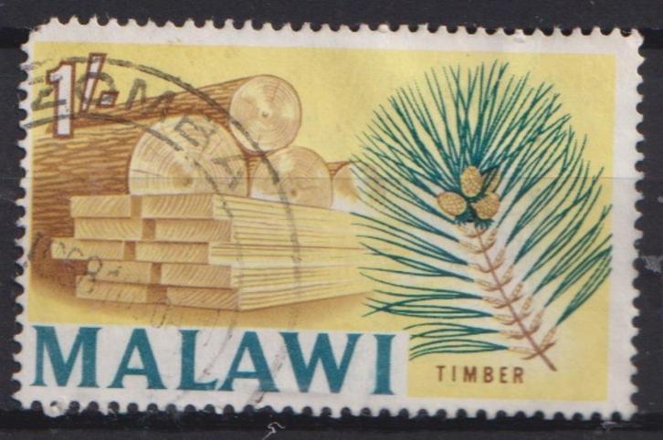 Malawi Houtindustrie, Postzegels en Munten, Postzegels | Thematische zegels, Gestempeld, Dier of Natuur, Ophalen of Verzenden