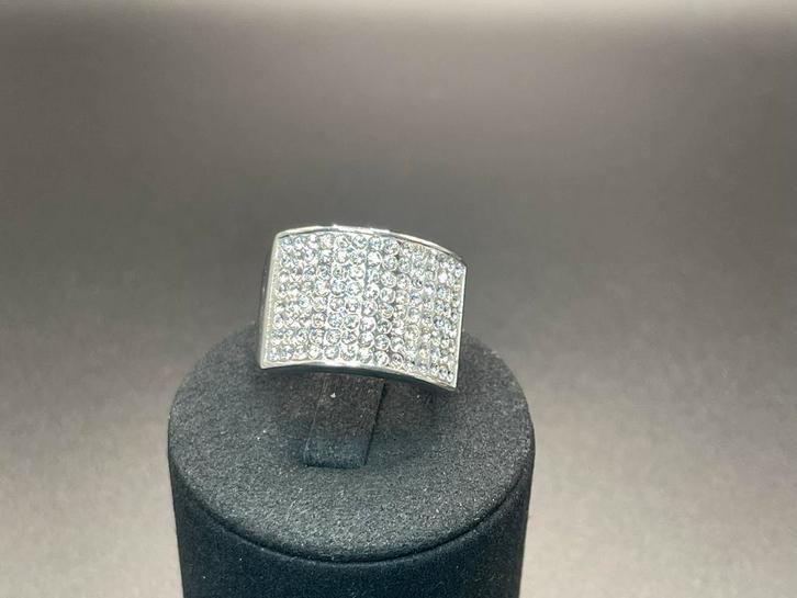 Silver 925 ring maat 18 cubic zirconia cluster design, Sieraden, Tassen en Uiterlijk, Ringen, Zo goed als nieuw, Dame of Heer
