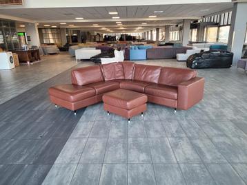 ✅️️️️️️️ GEREINIGD Montel 100% leder hoekbank 255x225 BEZORG beschikbaar voor biedingen