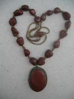 Vintage Ketting + Hanger Geknoopt Stenen Vintage, Ophalen of Verzenden, Overige materialen, Met hanger