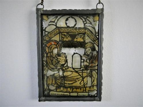 Glas in lood raamhanger Kerststal Nativité.xvs S.Mulhouse, Antiek en Kunst, Antiek | Religie, Ophalen of Verzenden
