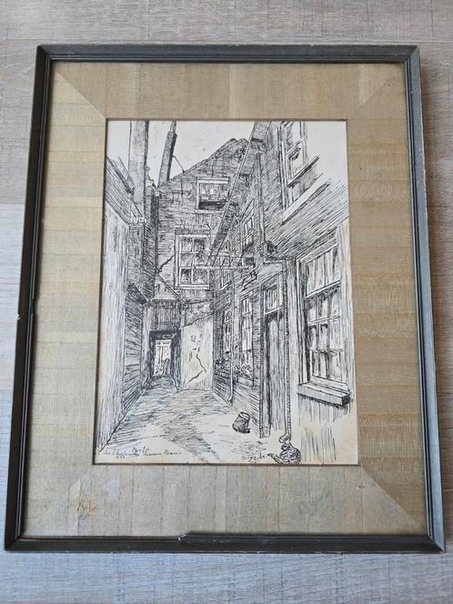 Zeldzame Pentekening 1933 Hofleverancier P.J.Gramwinckel €45, Antiek en Kunst, Kunst | Schilderijen | Klassiek, Ophalen of Verzenden