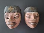 div. vintage paar houten maskers Indonesië Java Bali Afrika, Antiek en Kunst, Ophalen of Verzenden