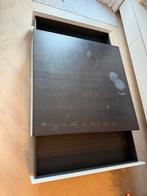 Bruin-witte houten salon tafel, Huis en Inrichting, Tafels | Salontafels, Ophalen, Gebruikt, 50 tot 100 cm, 100 tot 150 cm