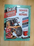 Metalen bord Best Garage motor pin-up 40 x 29,5 cm, Reclamebord, Ophalen of Verzenden, Zo goed als nieuw