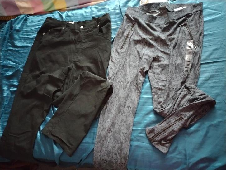 2 damesbroeken maat 48, Kleding | Dames, Broeken en Pantalons, Zo goed als nieuw, Maat 46/48 (XL) of groter, Zwart, Lang, Ophalen of Verzenden
