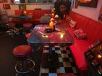 Retro Diner Zitbank met Stoelen, Ophalen of Verzenden, Zo goed als nieuw, Vier, Metaal