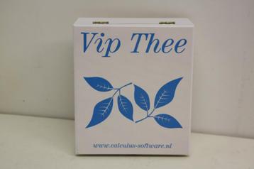Theekistje- Theedoos. Wit met blauwe decoratie. Nieuw. beschikbaar voor biedingen