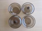 Arcopal France 3 rookglas dekschalen met deksel D21cm H13cm, Huis en Inrichting, Ophalen of Verzenden, Overige stijlen, Glas, Schaal of Schalen