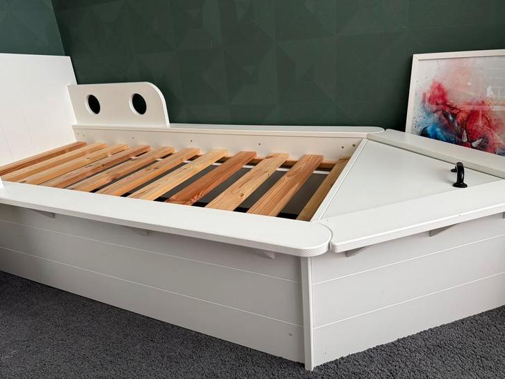 Peuterbed, Kinderen en Baby's, Kinderkamer | Bedden, Gebruikt, 180 cm of meer, 85 tot 100 cm, Lattenbodem, Matras, Ophalen