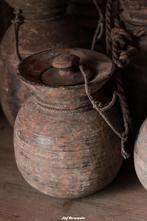 Nepalese pot met deksel, naga kruik, naga pot,, Huis en Inrichting, Woonaccessoires | Overige, Www.jufbrocante.nl, Www.jufbrocante.nl