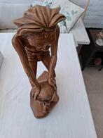 Houten Beeld Landbewerker Bali - Handgesneden, Antiek en Kunst, Ophalen of Verzenden