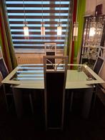 Glazen Eetkamer tafel met 4 stoelen., Ophalen, Zo goed als nieuw