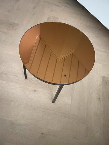 Bijzettafel koper spiegelplaat 50cm diameter, 45cm hoog beschikbaar voor biedingen