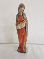 Beeldje Madonna met kind in hout in olieverf., Verzamelen, Ophalen of Verzenden, Zo goed als nieuw, Mens