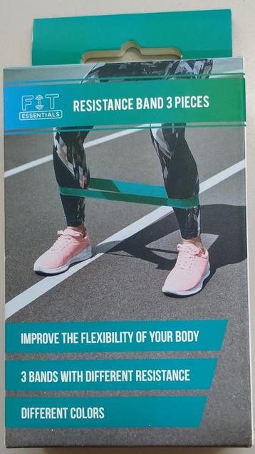Te Koop: Drie weerstandsbanden van Fit Essentials, nieuw.  beschikbaar voor biedingen