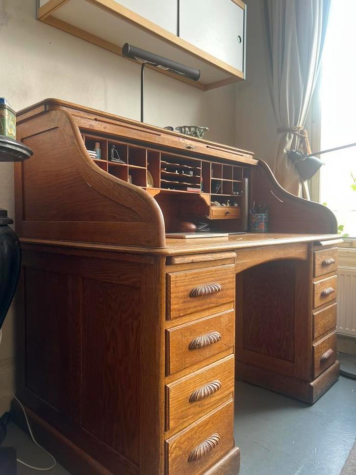 Handig en prachtig bureau met rolluik/ werkplek, Antiek en Kunst, Antiek | Meubels | Kasten, Ophalen
