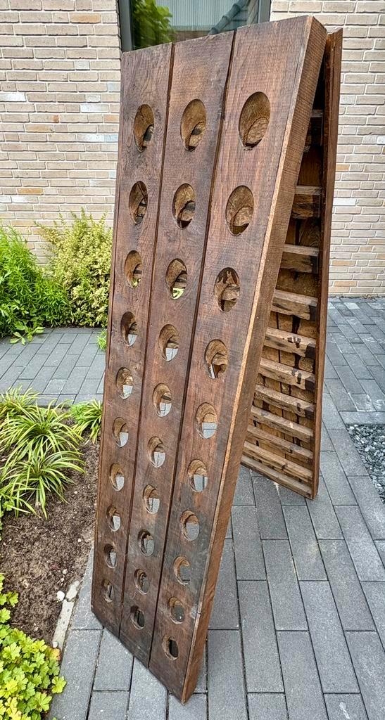 Eikenhouten Pupitre champagne- en wijnrek dubbel, Huis en Inrichting, Woonaccessoires | Wijnrekken, Zo goed als nieuw, 75 cm of meer